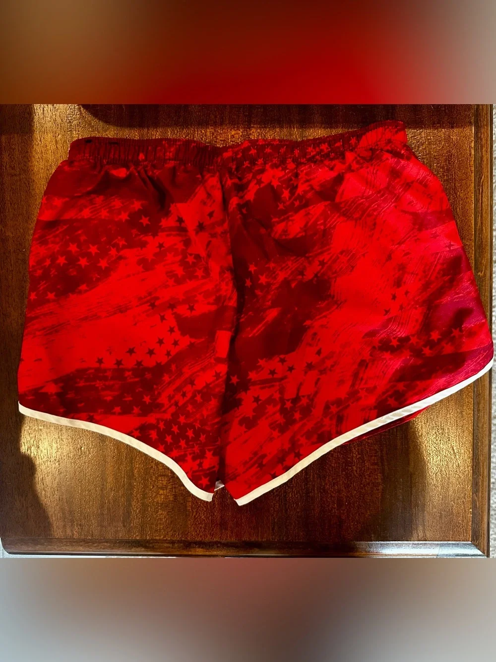 Nike Red Girls' Athletic Running Shorts with White Trim